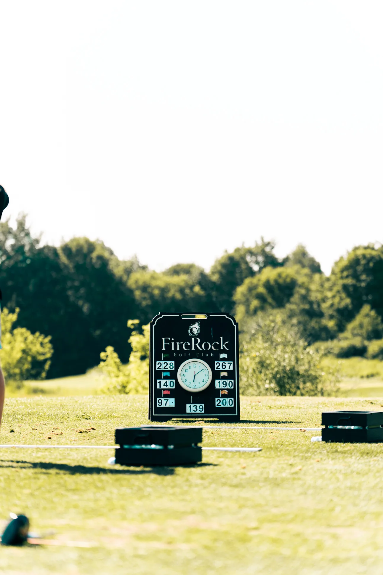 The FireRock yardage board on the driving range tee